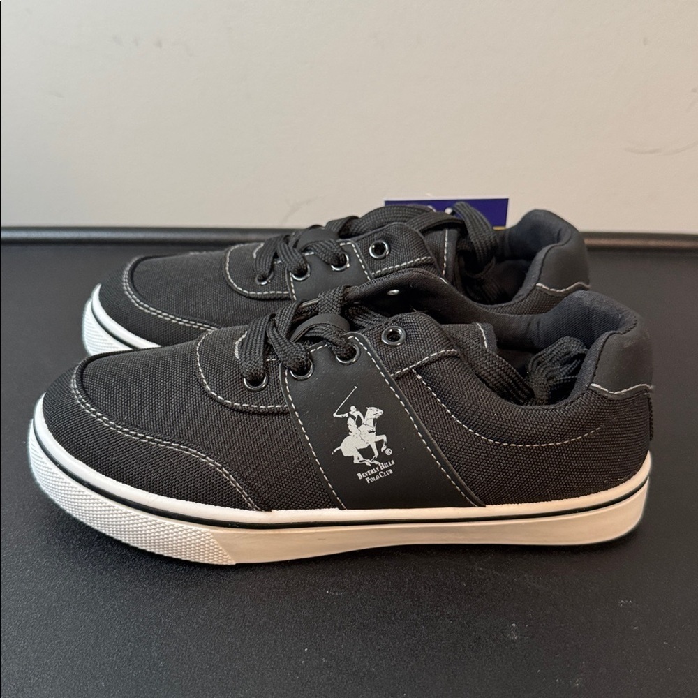 Beverly Hills Polo Club Black Canvas Sneakers Youth Size 1 New NWT